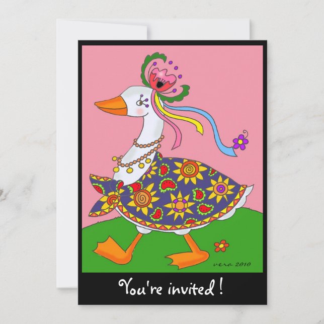 Invitación Goose sale del arte folclórico ucraniano (Anverso)