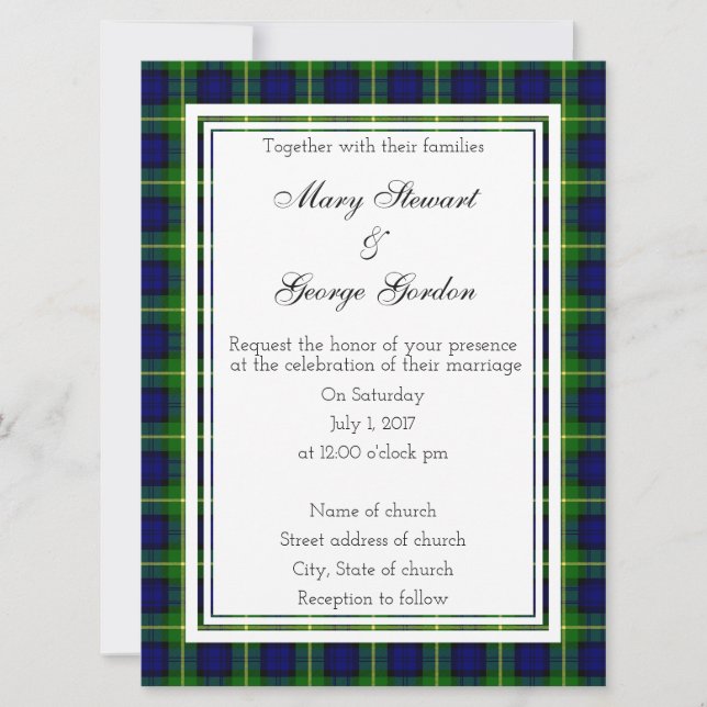 Invitación Gordon Scottish Wedding Invitation (Anverso)