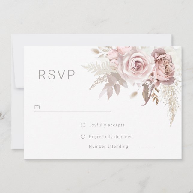 Invitación Gorgeous Blush Floral Wedding Digtial RSVP  (Anverso)