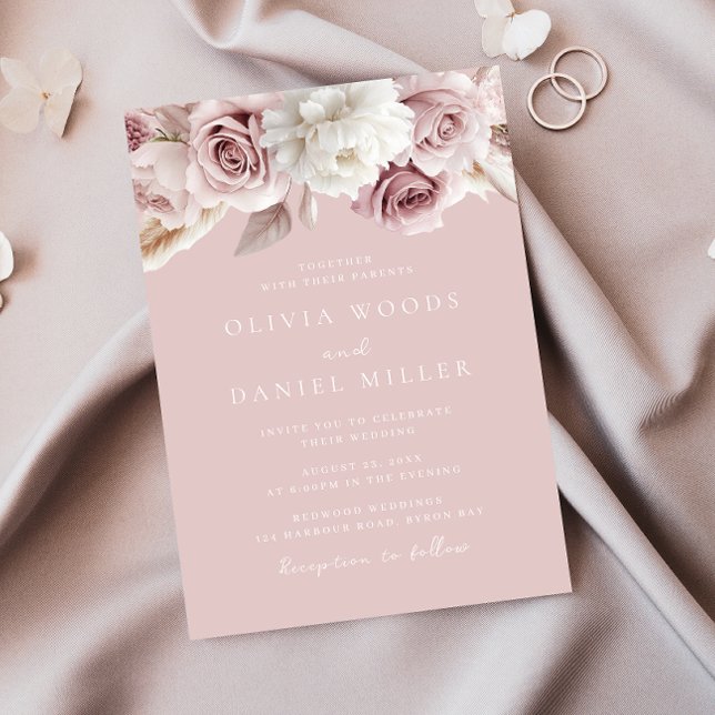 Invitación Gorgeous Dusty Rosa Boda Rubor (Subido por el creador)