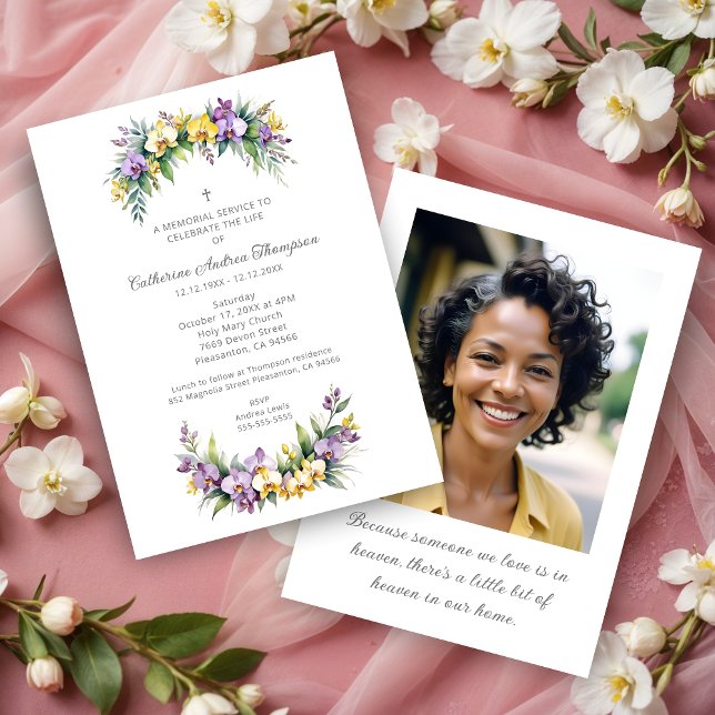 Invitación Gorgeous Lush Floral Oval Effect Photo Funeral (Gorgeous Lush Floral Oval Effect Photo Funeral Invitations Cards.)