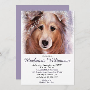INVITACIÓN GORGEOUS SHELTI PUPPY DESEA FELIZ CUMPLEAÑOS