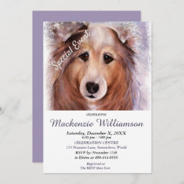 INVITACIÓN GORGEOUS SHELTI PUPPY QUIERE FELIZ CUMPLEAÑOS