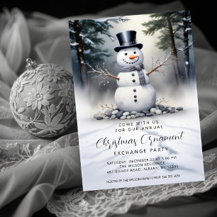 Invitación Gorgeous Snowman Frosted Forest Ornament Exchange
