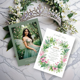 Invitación Gorgeous Spring Tiara Green & Pink Floral Spanish 