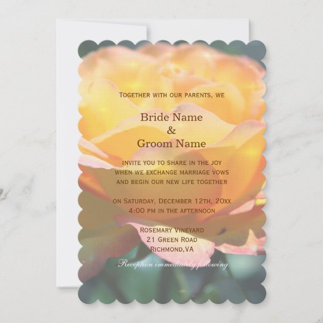 Invitación Gorgeous yellow rose flower wedding invitations. (Anverso)