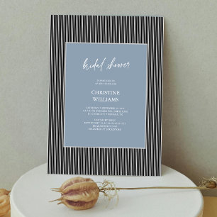 Invitación Gorgoous Dusty Blue: Ducha Bridal de Rayas Moderna