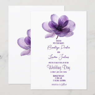 Invitación Gorgoous Purple Flower Wedding