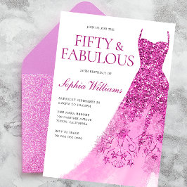 Invitación Gorgoous Sparkle Vestido 50 cumpleaños