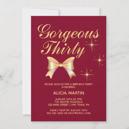 Invitación Gorgoous Treinta cumpleaños de Borgoña Chica de la