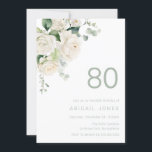 Invitación Gorgoous White Roses 80th Birthday Party<br><div class="desc">Gorgoous White Roses 80th Birthday Party Invitation Ver colección de coincidencias en Nicho y Nest Store</div>