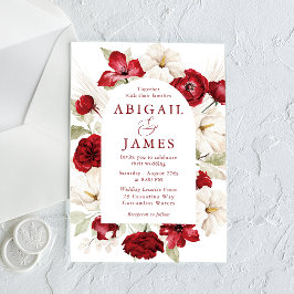 Invitación Gorgoso Boda floral rojo y blanco