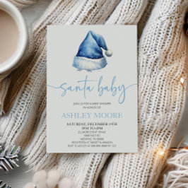 Invitación Gorra azul de Santa Bebé Navidades Holiday Baby Sh