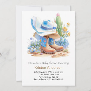 Invitación Gorra Blue Western Cowboy Baby Shower