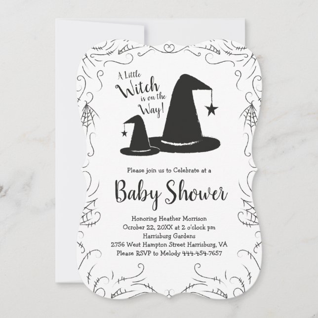 Invitación Gorra de brujas Baby Shower Halloween (Anverso)