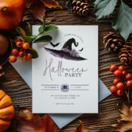 Invitación Gorra de brujas Bats Fiesta de Halloween minimalis