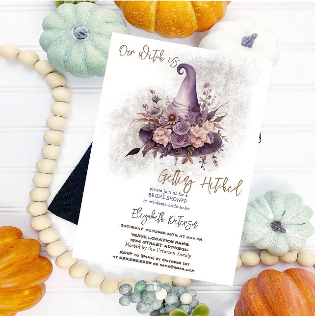 Invitación Gorra de brujas florales Moon Halloween Bridal Sho (Subido por el creador)