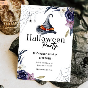 Invitación Gorra de brujas y fiesta de Halloween de Spiderweb
