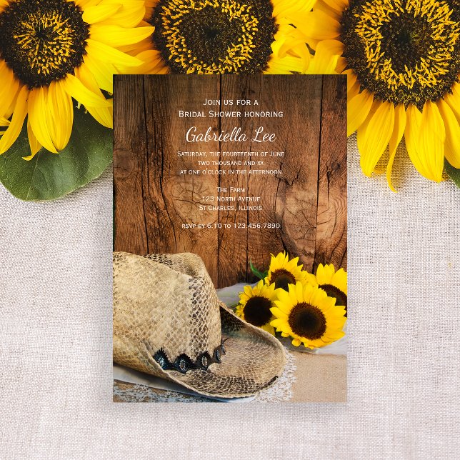 Invitación Gorra de Cowboy, girasoles y ducha de novias de Ba (Subido por el creador)