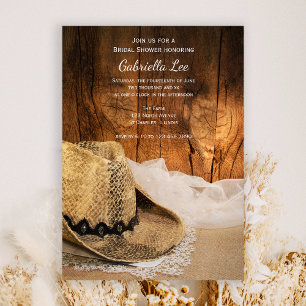 Invitación Gorra de Cowboy y ducha de novia occidental de Bar