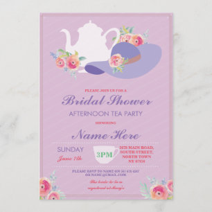 Invitación Gorra de ducha nupcial Bachelorette Tea Fiesta Inv