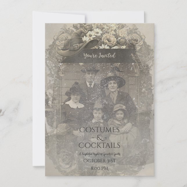 Invitación Gorra de fotografía familiar Fiesta de disfraces d (Anverso)