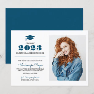 Invitación Gorra de graduación azul de la Marina - Graduación