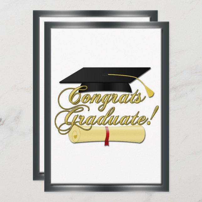 Invitación Gorra de Graduación de Graduado de Felicidades Inv (Anverso / Reverso)