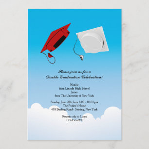 Invitación Gorra de graduación doble toss 3 Vertical