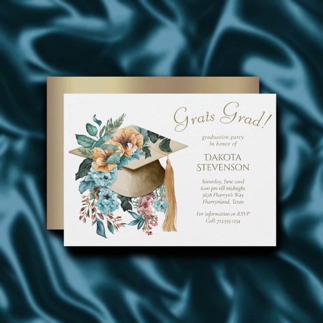 Invitación Gorra de Graduación Floral Tropical y Fiesta de Ta (Subido por el creador)