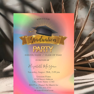 Invitación Gorra de graduación negra Fiesta de graduación de