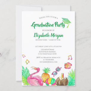 Invitación Gorra de graduación verde con purpurina para fiest