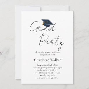 Invitación Gorra de graduado minimalista y tipografía elegant