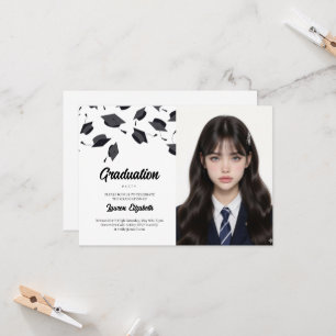 Invitación Gorra de graduado tipografía moderna fiesta de gra