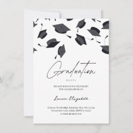 Invitación Gorra de graduado tipografía moderna fiesta de gra