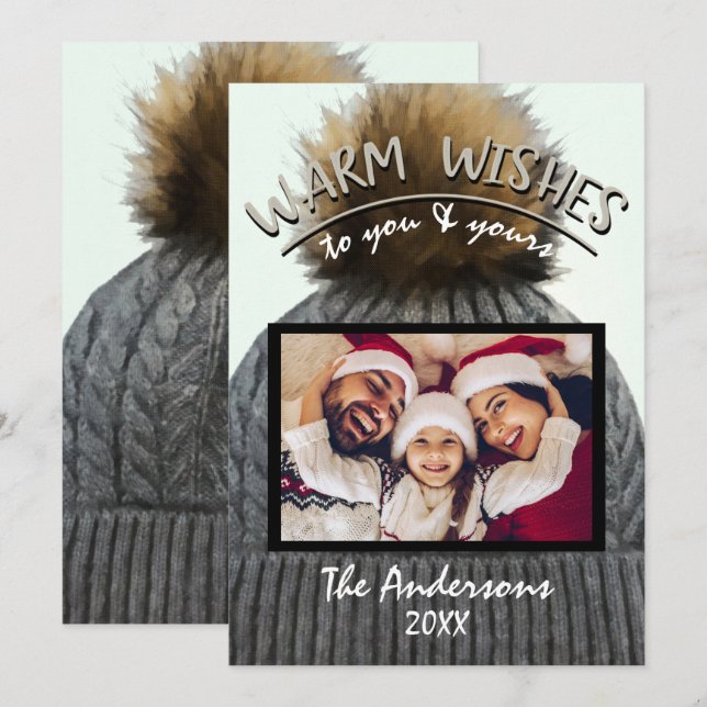 Invitación Gorra de invierno acogedor Navidades Foto de Navid (Anverso / Reverso)