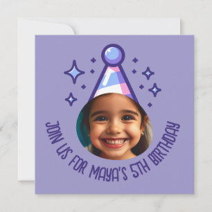 Invitación Gorra de la fiesta de cumpleaños con foto de perso