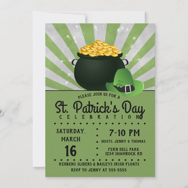 Invitación Gorra de Pot o' Gold Leprechaun (Anverso)