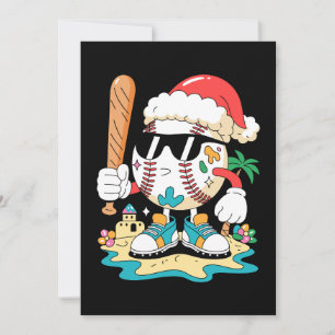Invitación Gorra de Santa de béisbol de Navidad Murciélago Pl