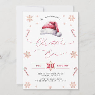 Invitación Gorra de Santa Fiesta Navideña Nochebuena