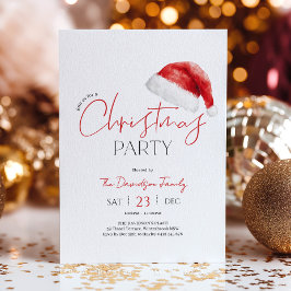Invitación Gorra de Santa para Fiesta de Navidad