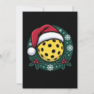 Invitación Gorra de Santa Pickleball Acebo Navidad Festejo Xm