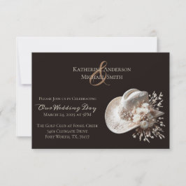 Invitación Gorra de vaca blanca con Boda de flores