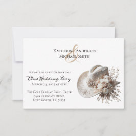 Invitación Gorra de vaca blanca con Boda de flores