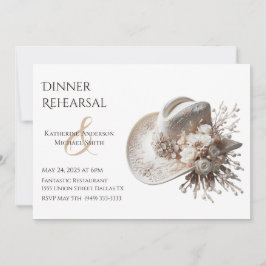 Invitación Gorra de vaca blanca con flores