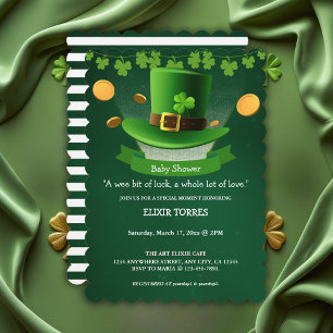 Invitación Gorra del Día de San Patricio Shamrock Gold Baby S