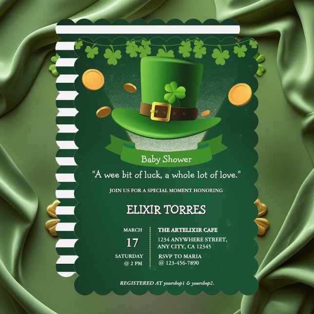 Invitación Gorra del Día de San Patricio Shamrock Gold Baby S (Subido por el creador)
