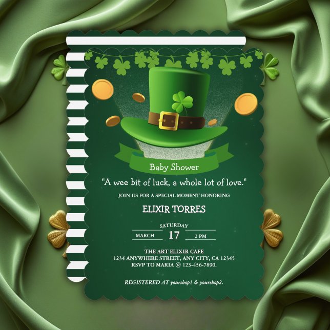 Invitación Gorra del Día de San Patricio Shamrock Gold Baby S (Subido por el creador)