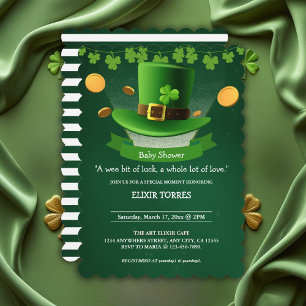 Invitación Gorra del Día de San Patricio Shamrock Gold Baby S