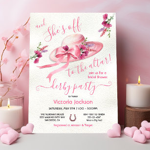 Invitación Gorra floral rosa Derby Bridal Shower